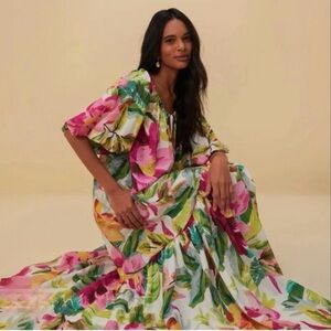 FARM Rio Painted Flowers Kaftan XS